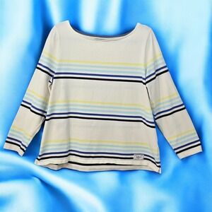Talbots Striped Cotton‎ Top Boatneck Long Sleeve Knit Plus Size Woman 1X Comfy